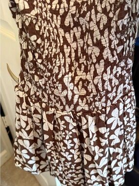 Free People Movement NEW Brown and White Floral Smocked Sundress